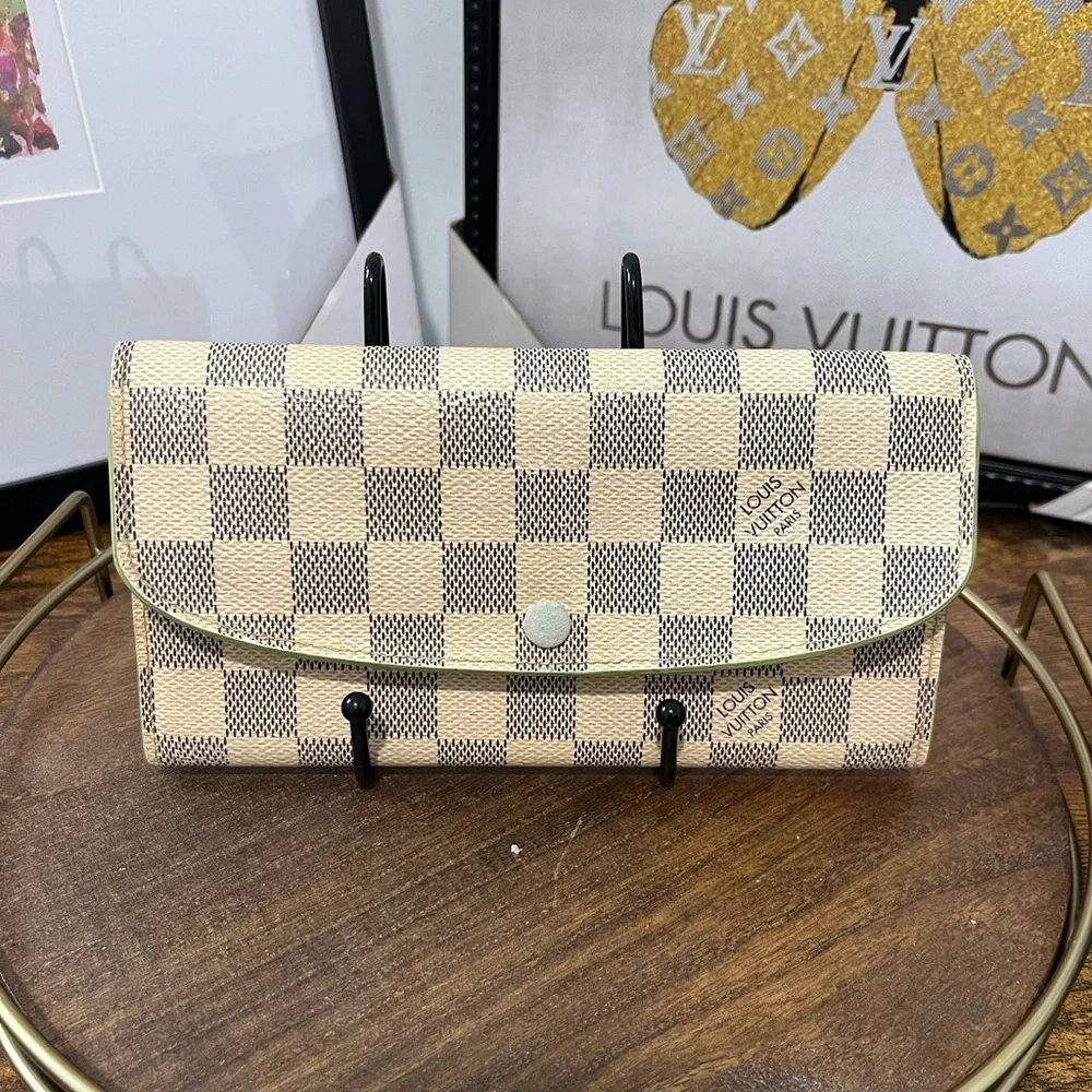 Louis Vuitton Damier Azur Emilie Wallet w/ Pink/Green! - Picture 1 of 11